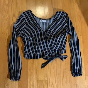 Cropped Hollister black and white striped blouse